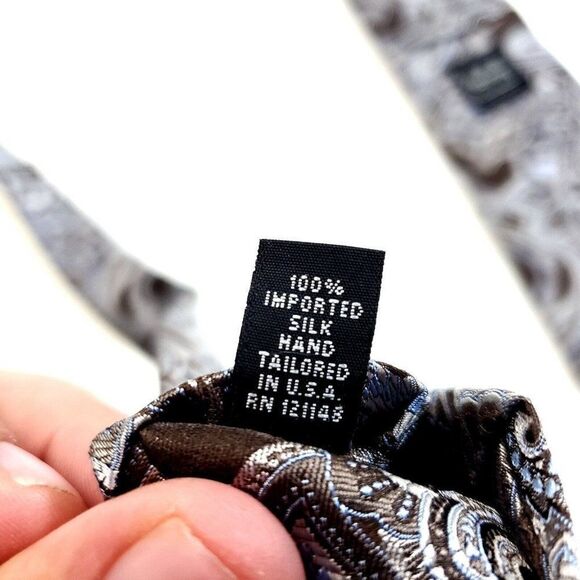 Ike Behar New York Brown Blue Paisley Woven Silk Tie Tailored USA - Picture 4 of 6